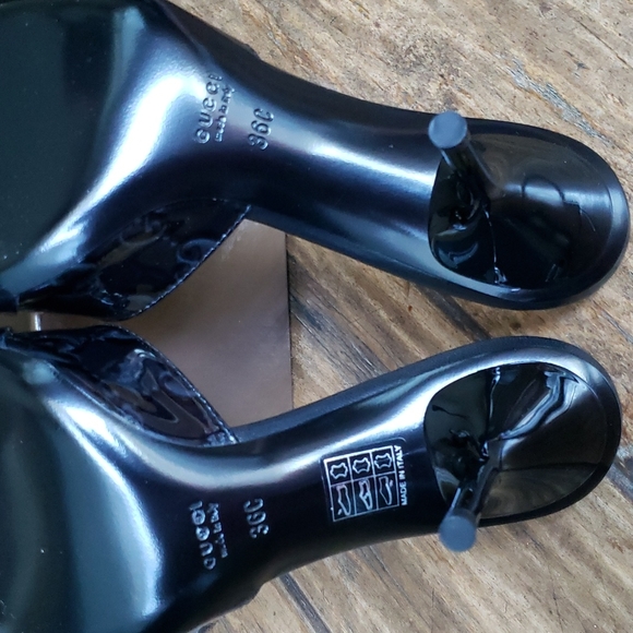 Authentic GUCCI Guccissima Black Patent Sandals Heels Slides 36 C - Picture 8 of 12